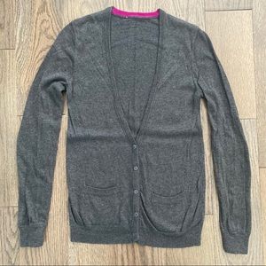 Soft grey v neck cardigan elbow patches